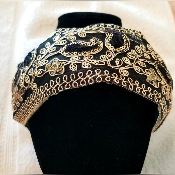Accessories - Black and Gold Embroidered Headpiece
